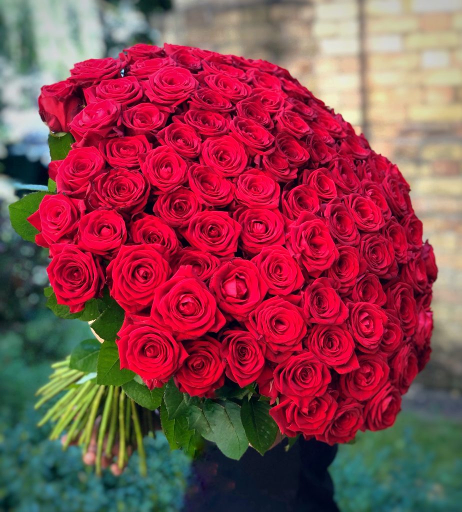 Opmærksom Mentalt strække Impressive 100 royal red roses bouquet for special occasion